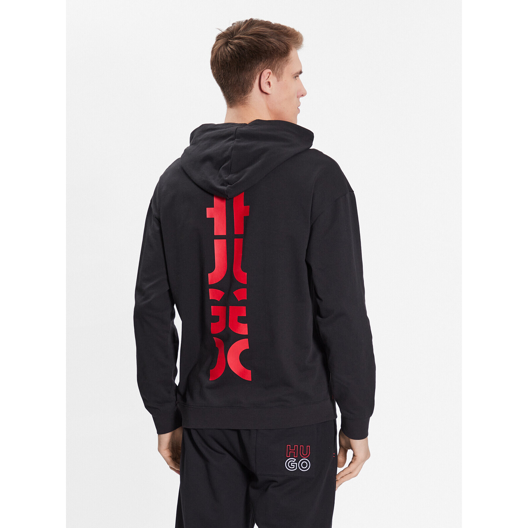 Hugo Bluză Cut Logo Hoodie 50490276 Negru Relaxed Fit - Pled.ro