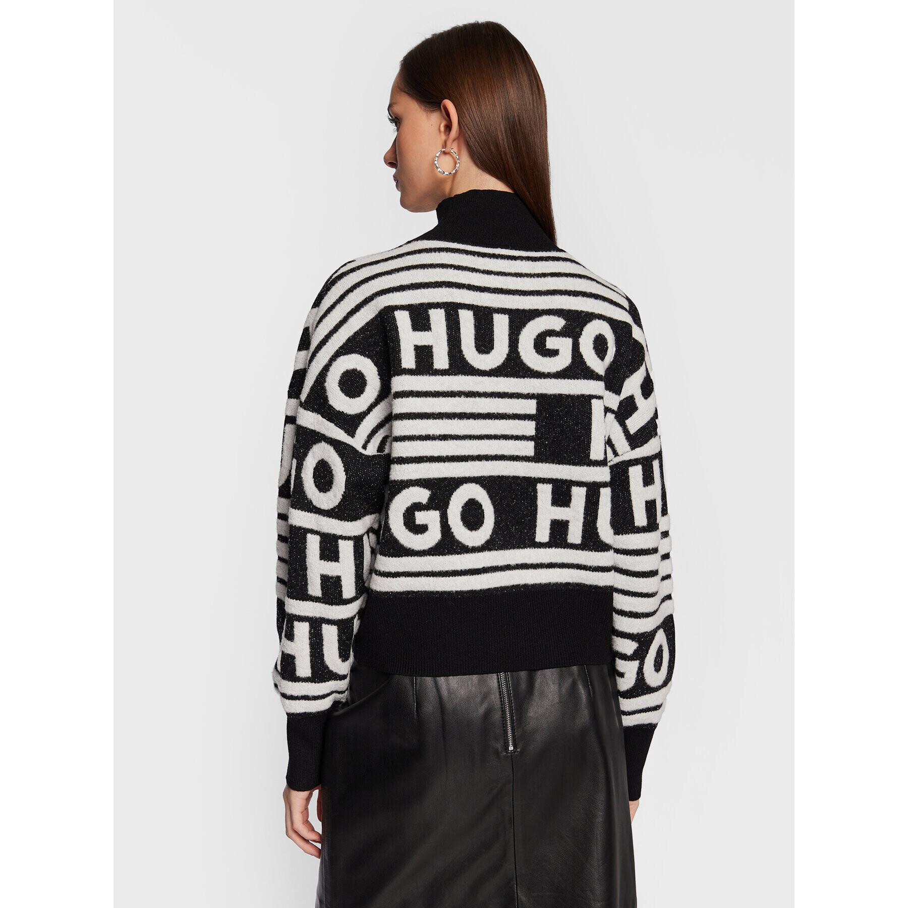 Hugo Bluză cu gât Sismina 50477117 Negru Oversize - Pled.ro