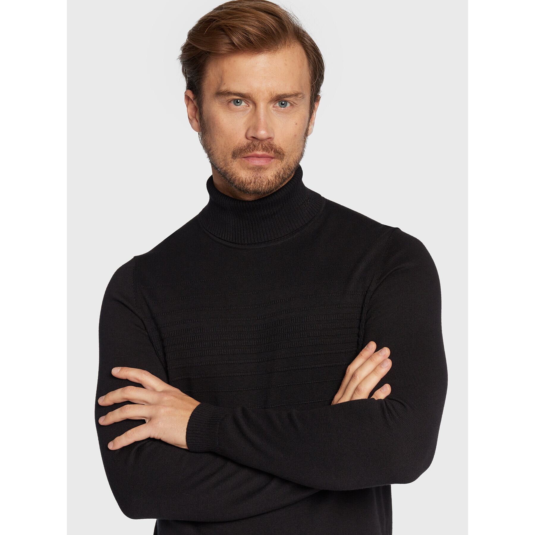 Hugo Bluză cu gât Siso 50474822 Negru Slim Fit - Pled.ro