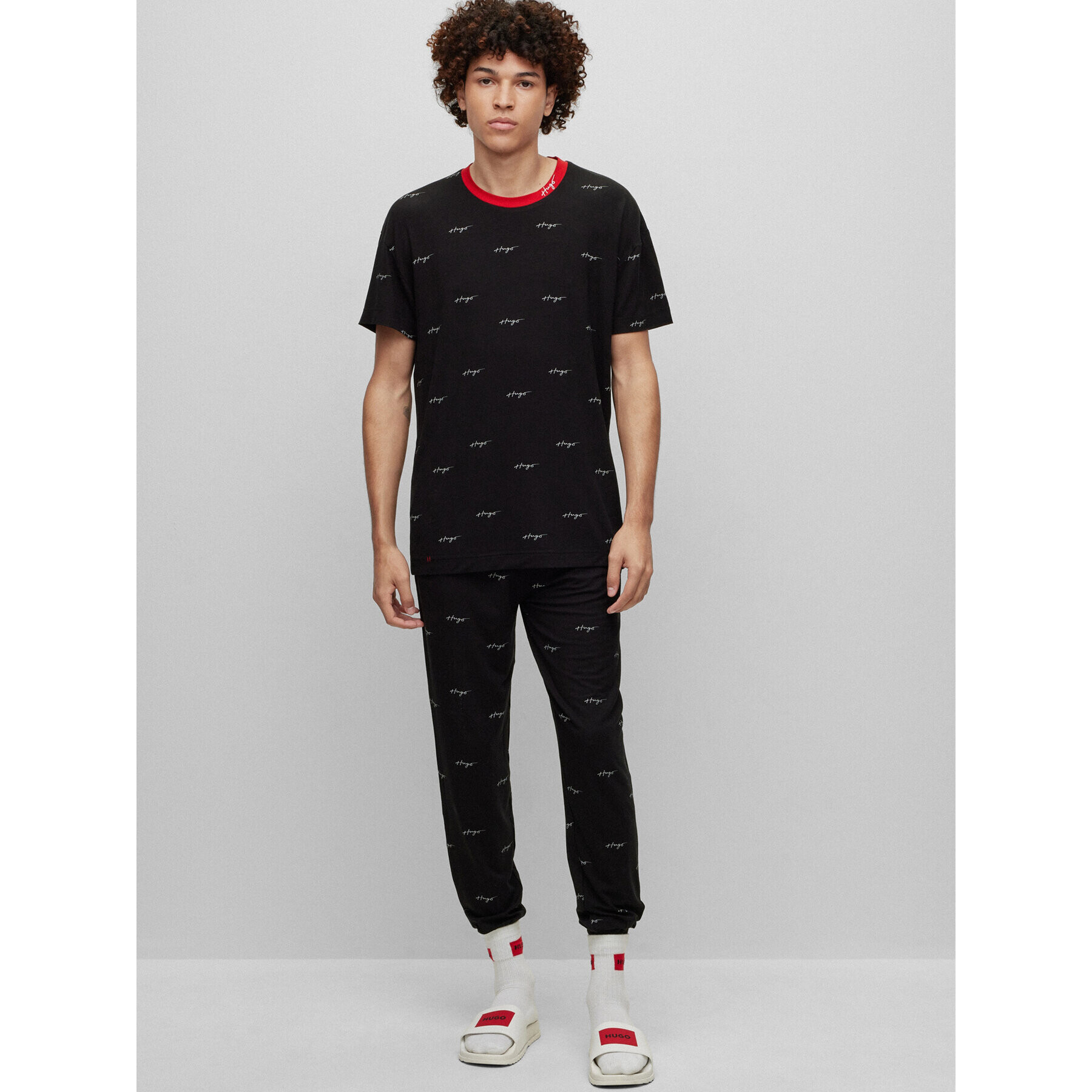 Hugo Cămașă pijama 50490231 Negru Relaxed Fit - Pled.ro