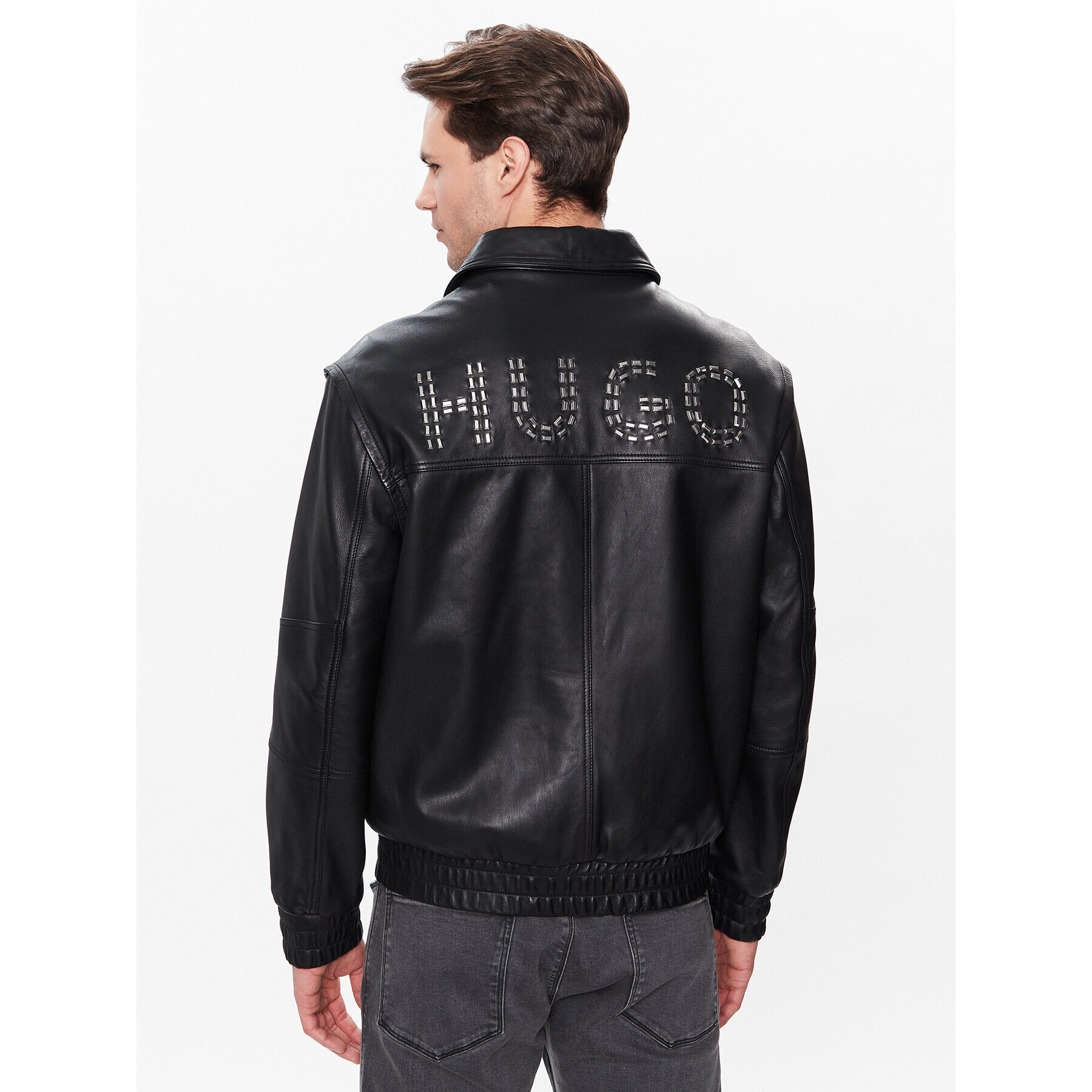 Hugo Geacă de piele 50482754 Negru Regular Fit - Pled.ro