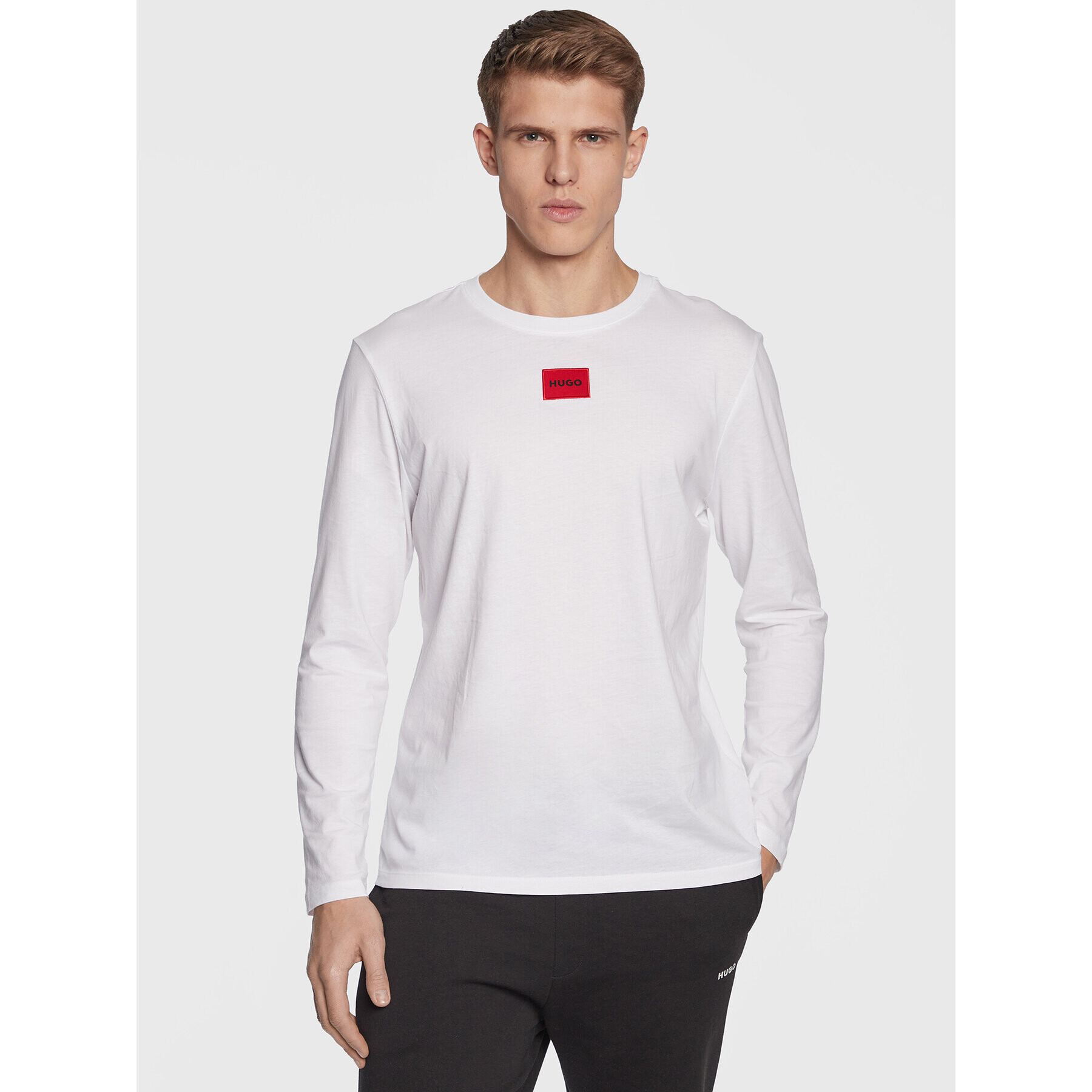 Hugo Longsleeve 50482095 Alb Regular Fit - Pled.ro