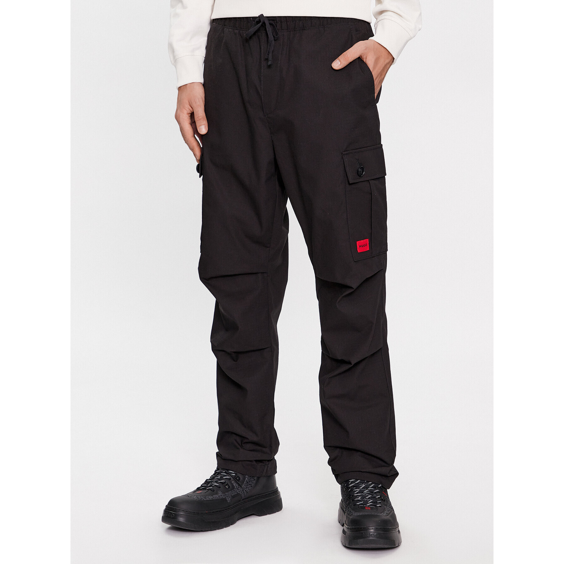 Hugo Pantaloni din material Garlo233 10250557 Negru Regular Fit - Pled.ro