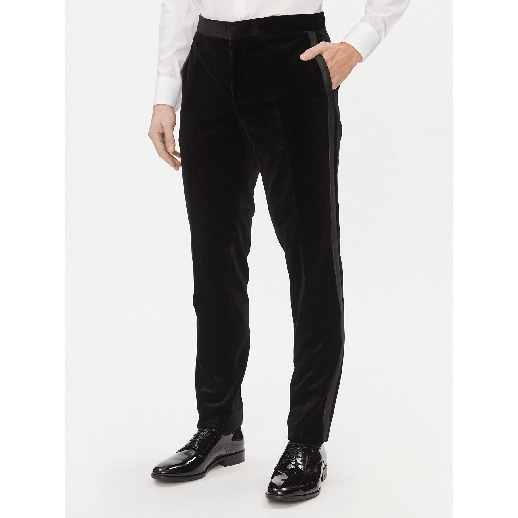 Hugo Pantaloni din material Getlin234E1 50502384 Negru Slim Fit - Pled.ro