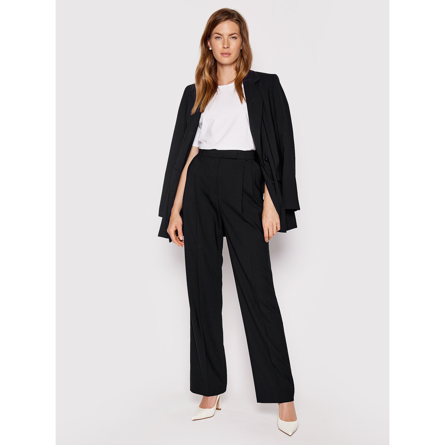 Hugo Pantaloni din material Hireza 50471221 Negru Regular Fit - Pled.ro