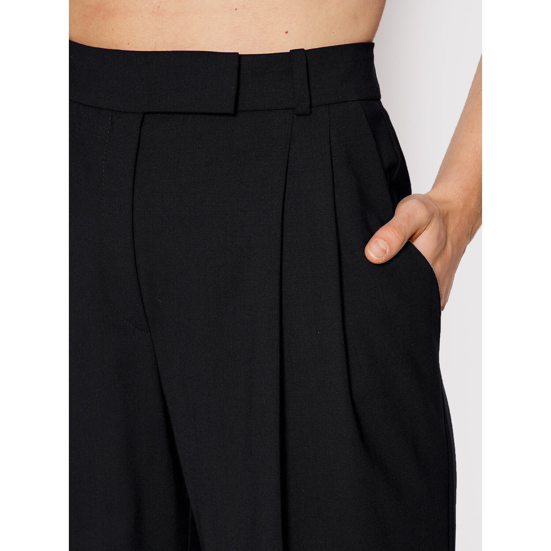 Hugo Pantaloni din material Hireza 50471221 Negru Regular Fit - Pled.ro