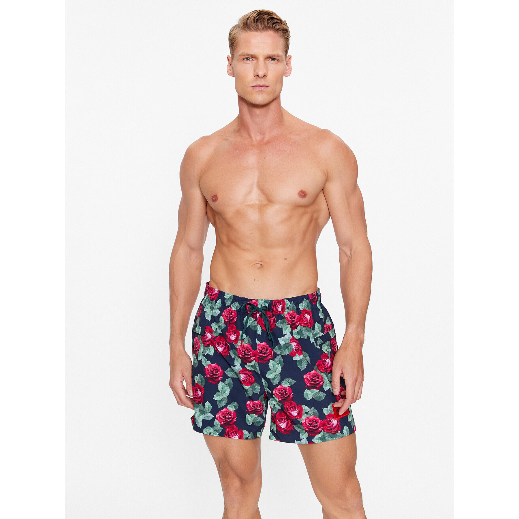 Hugo Pantaloni scurți de plajă Bloom 50501331 Bleumarin Regular Fit - Pled.ro