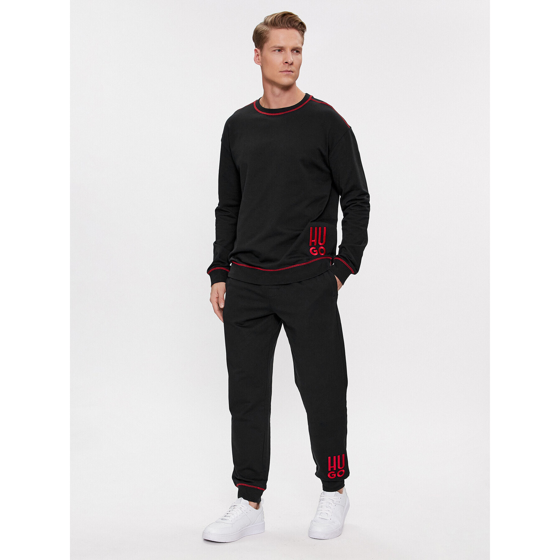 Hugo Pantaloni trening Logo 50510541 Negru Relaxed Fit - Pled.ro