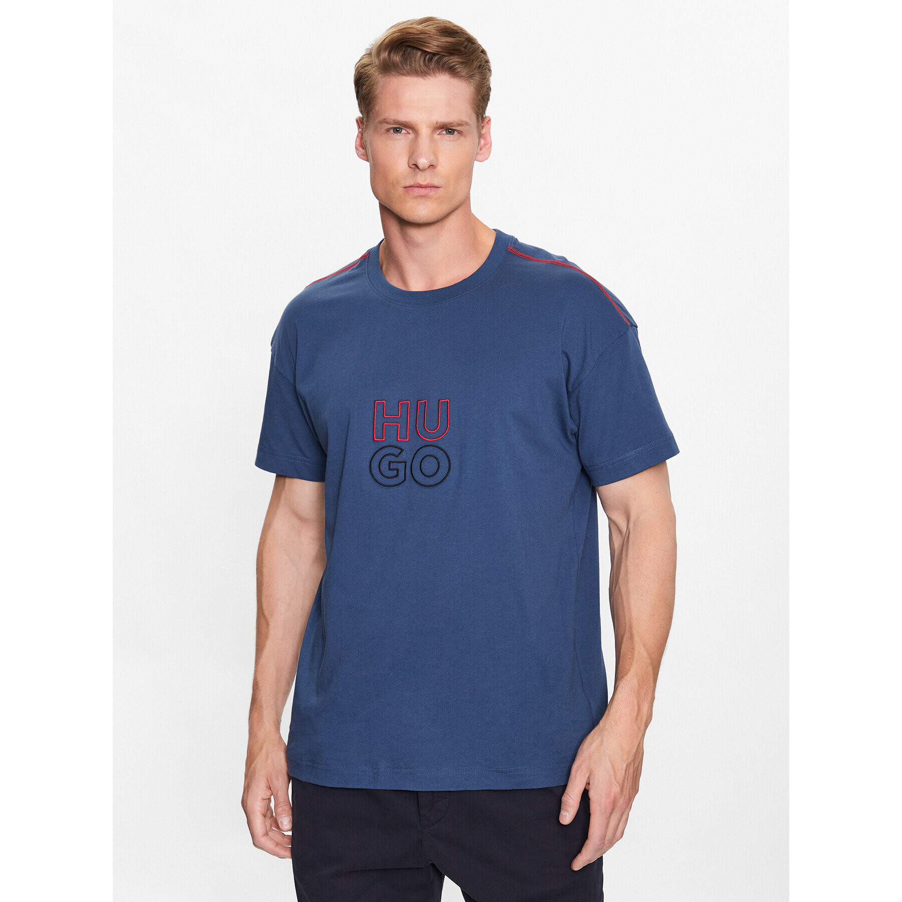 Hugo Tricou 50490418 Bleumarin Relaxed Fit - Pled.ro