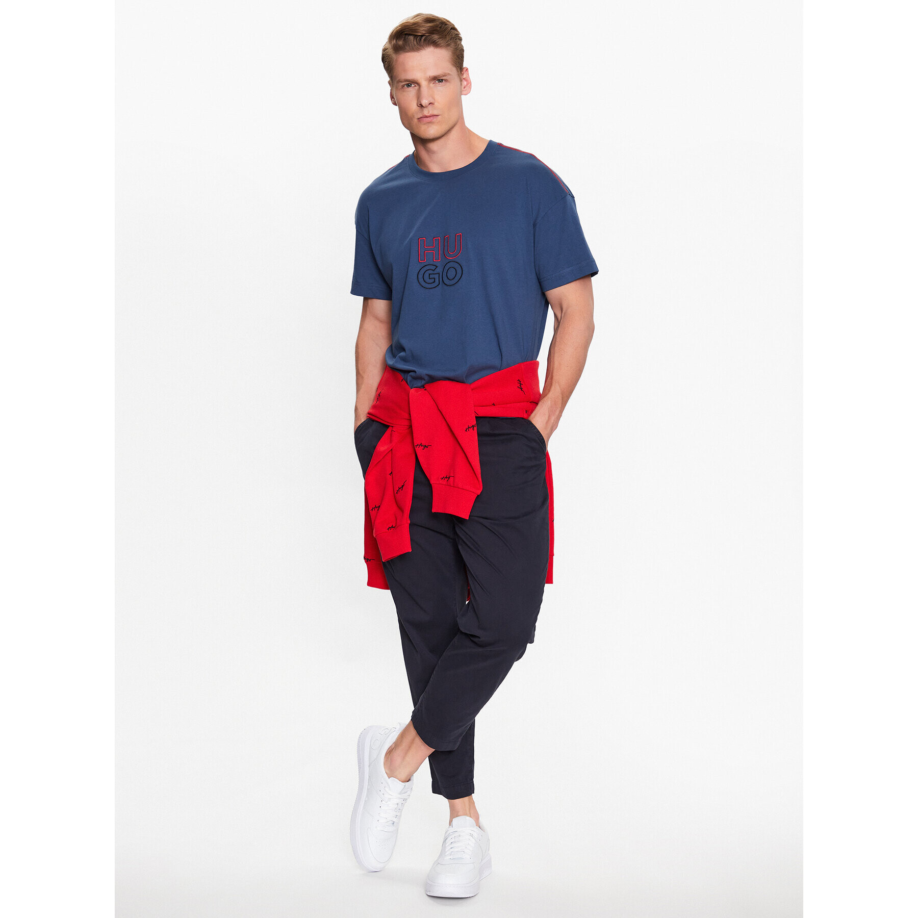 Hugo Tricou 50490418 Bleumarin Relaxed Fit - Pled.ro