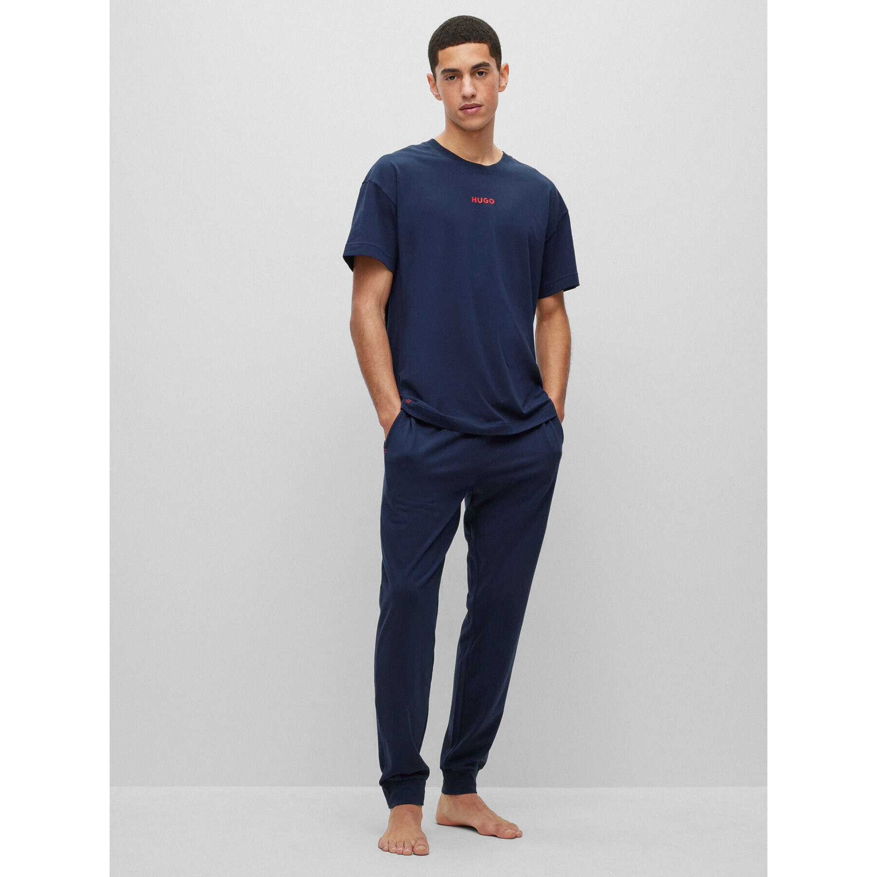 Hugo Tricou 50493057 Bleumarin Relaxed Fit - Pled.ro