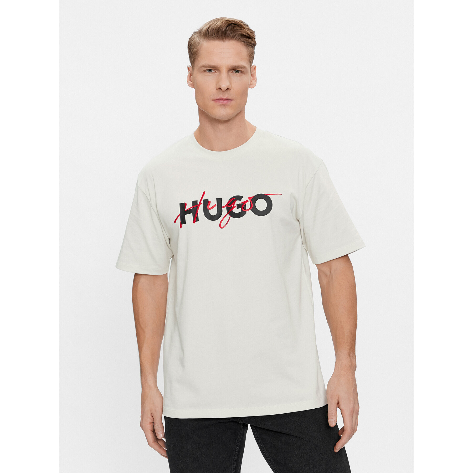 Hugo Tricou Dakaishi 50494565 Bej Relaxed Fit - Pled.ro