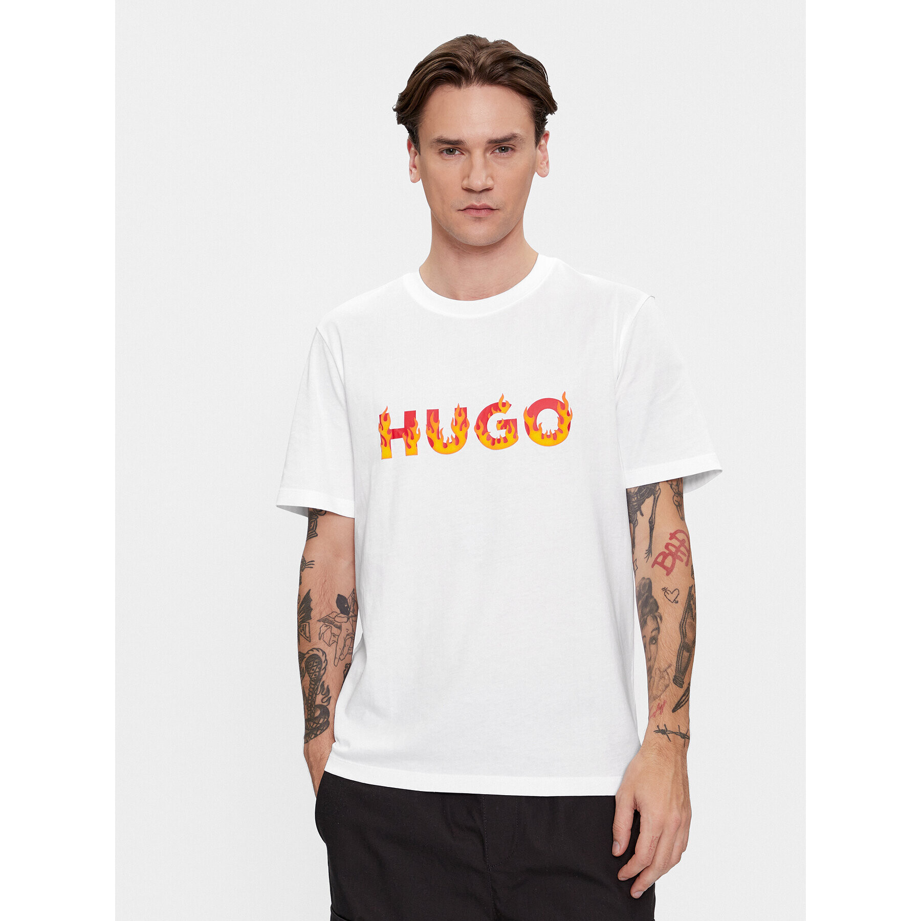 Hugo Tricou Danda 50504542 Alb Regular Fit - Pled.ro