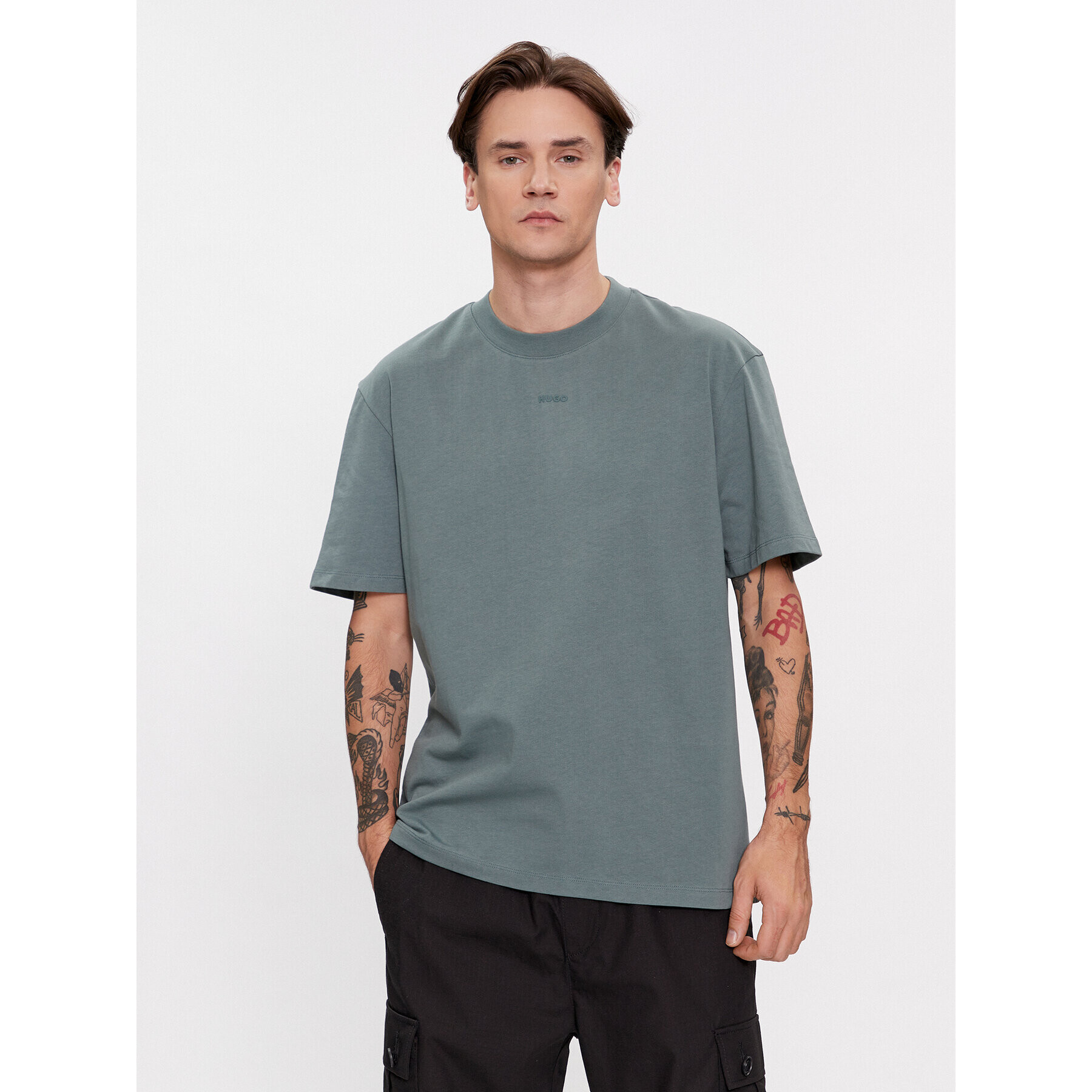 Hugo Tricou Dapolino 50488330 Verde Relaxed Fit - Pled.ro