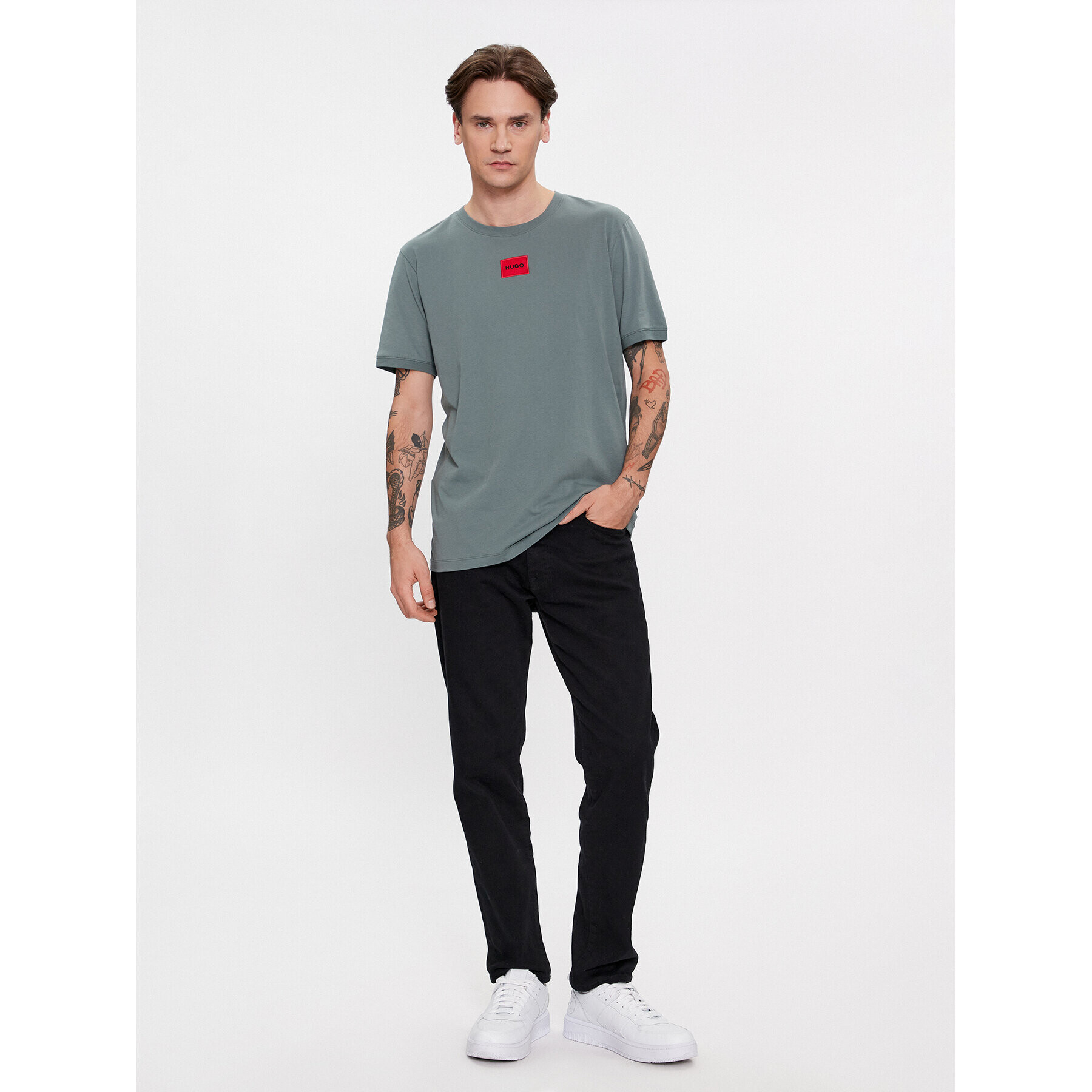 Hugo Tricou Diragolino212 50447978 Verde Regular Fit - Pled.ro