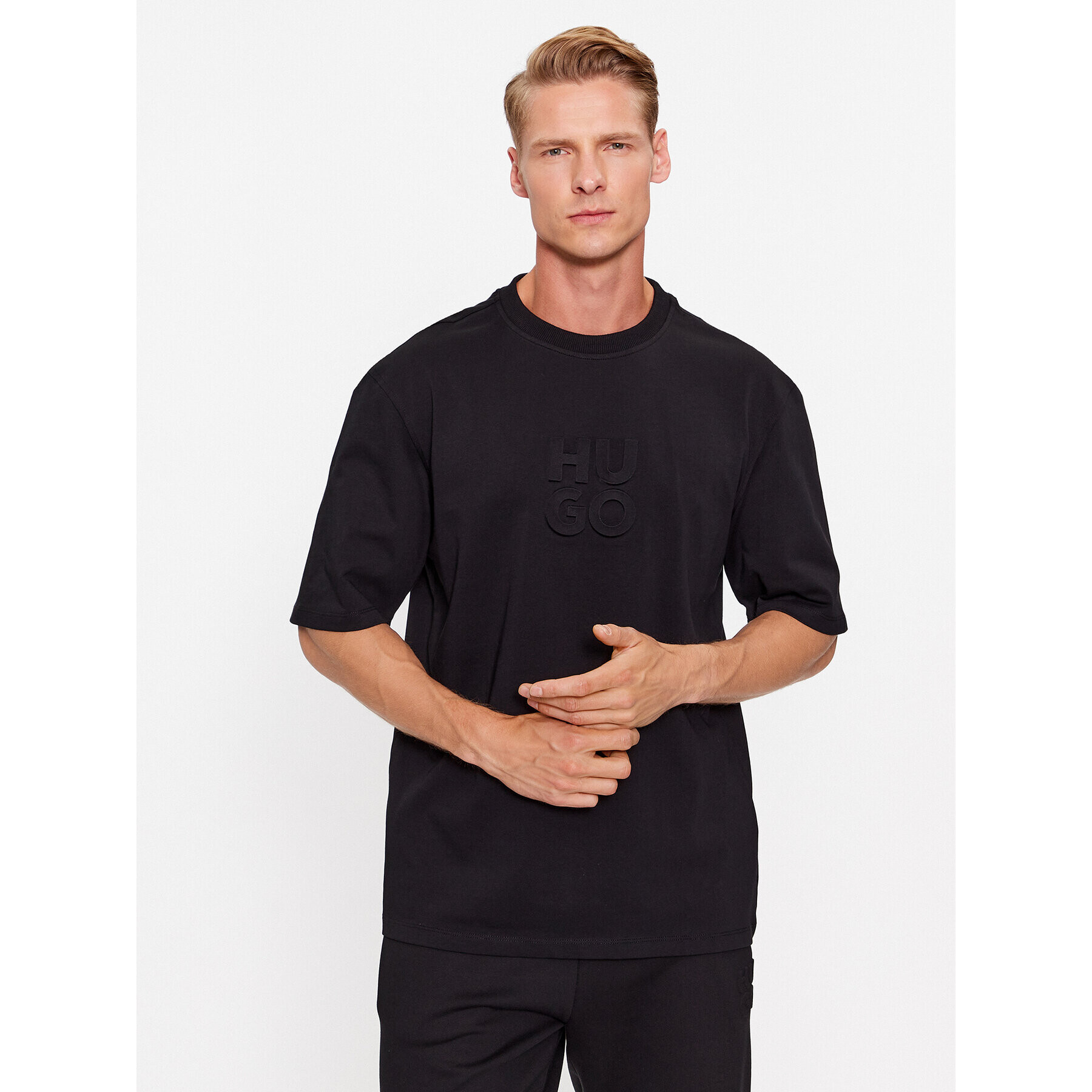 Hugo Tricou Dleek 50496637 Negru Relaxed Fit - Pled.ro