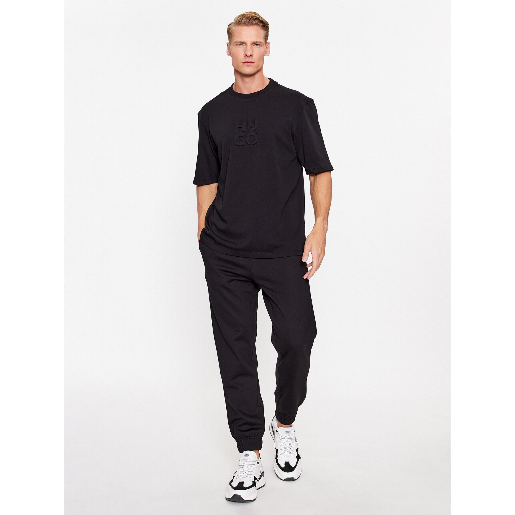 Hugo Tricou Dleek 50496637 Negru Relaxed Fit - Pled.ro