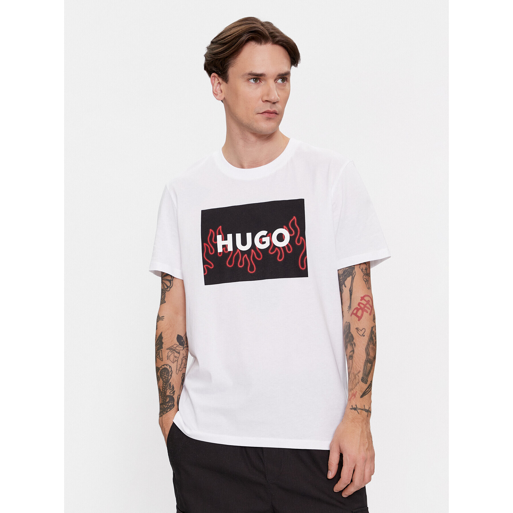 Hugo Tricou Dulive 50506989 Alb Regular Fit - Pled.ro