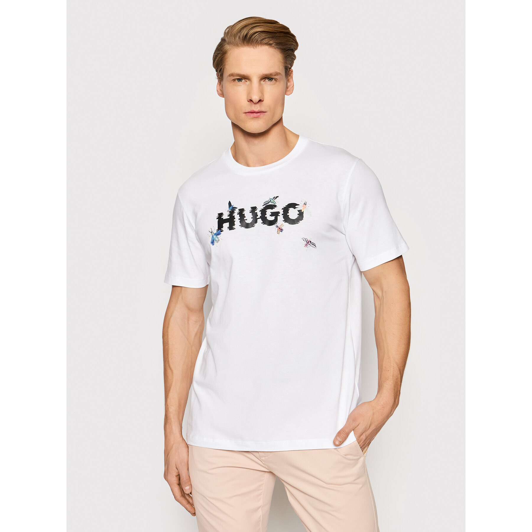 Hugo Tricou Dulive_U222 50465930 Alb Regular Fit - Pled.ro