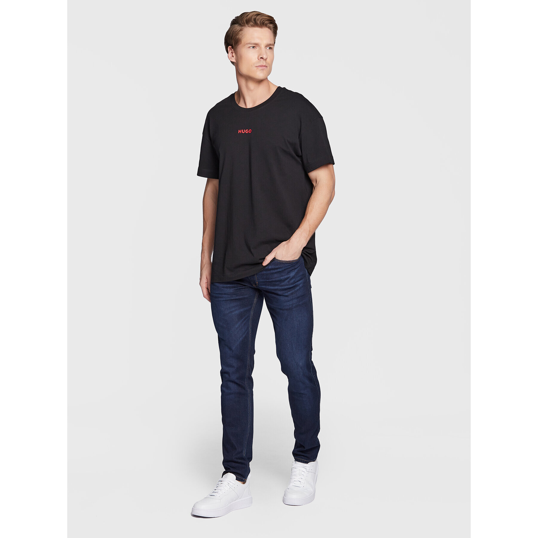 Hugo Tricou Linked 50480246 Negru Regular Fit - Pled.ro