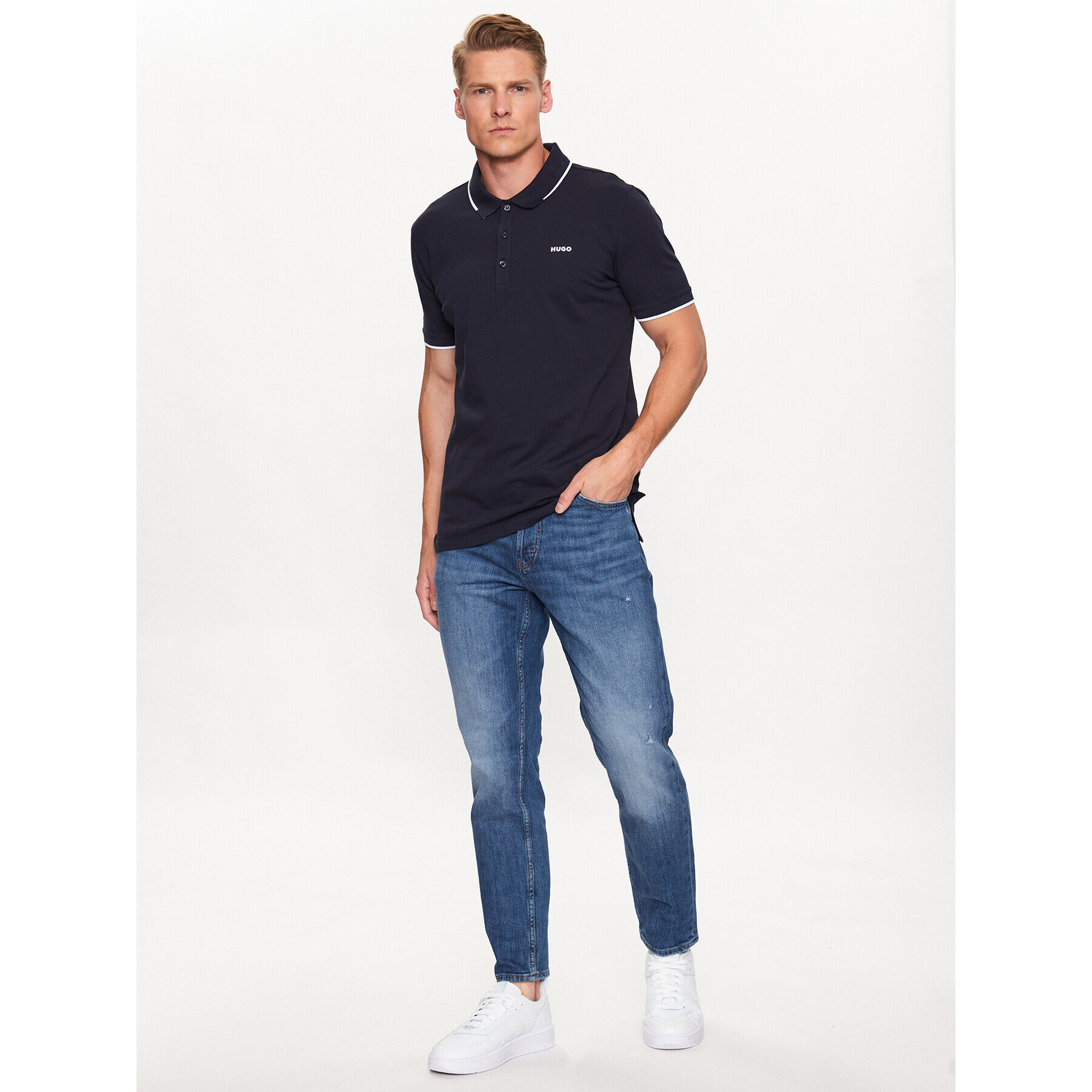 Hugo Tricou polo 50467344 Bleumarin Slim Fit - Pled.ro