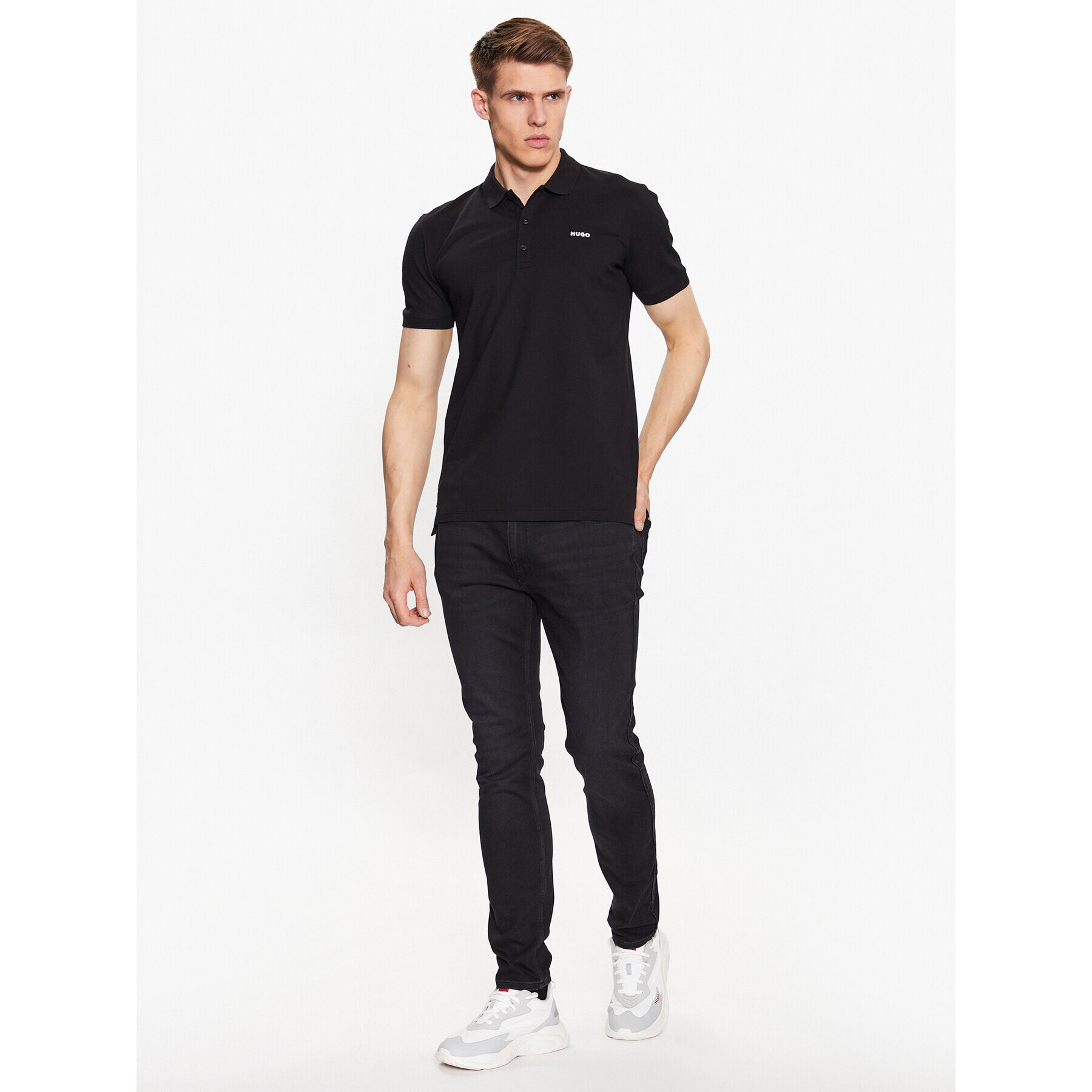 Hugo Tricou polo 50470547 Negru Slim Fit - Pled.ro