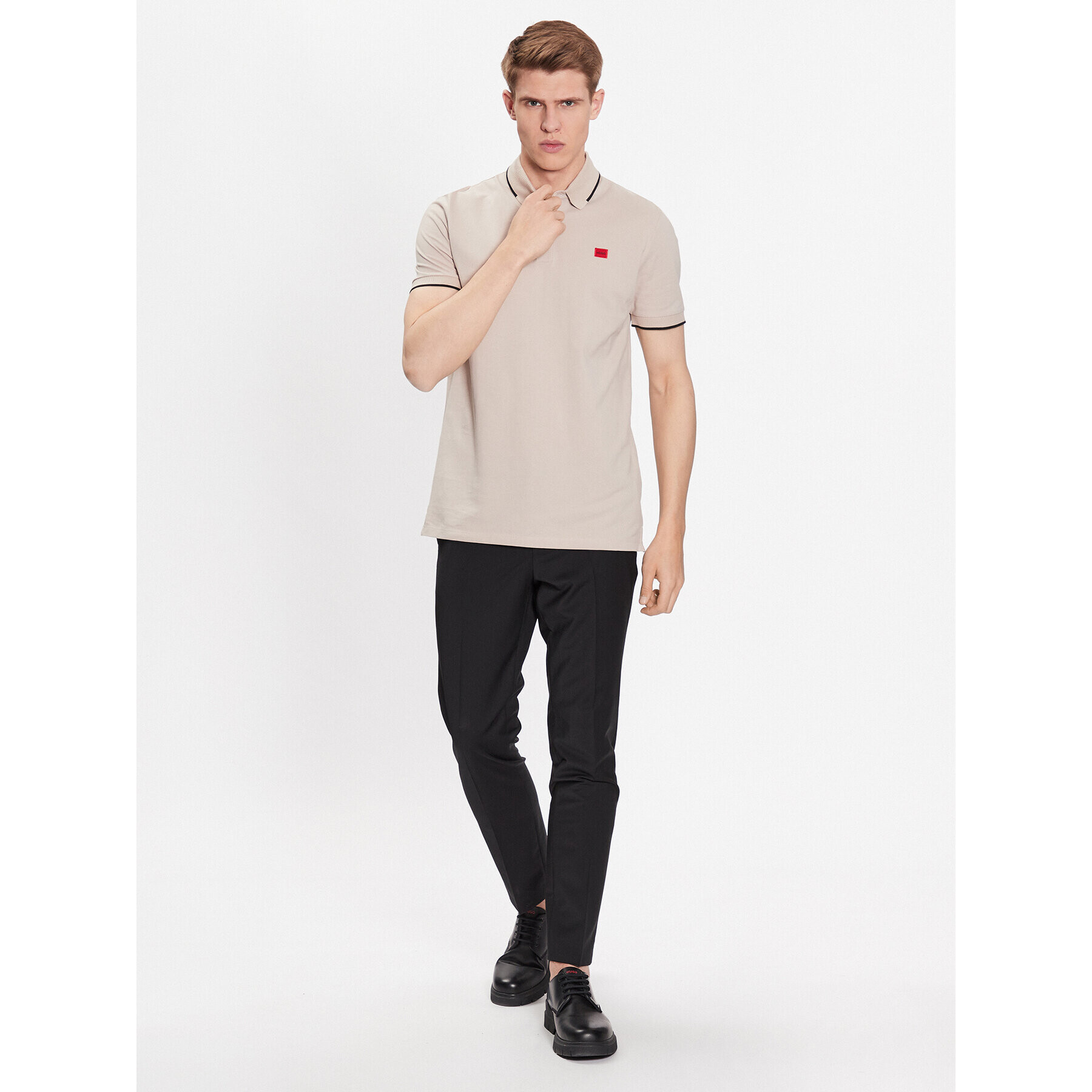 Hugo Tricou polo Deresino232 50490775 Bej Slim Fit - Pled.ro