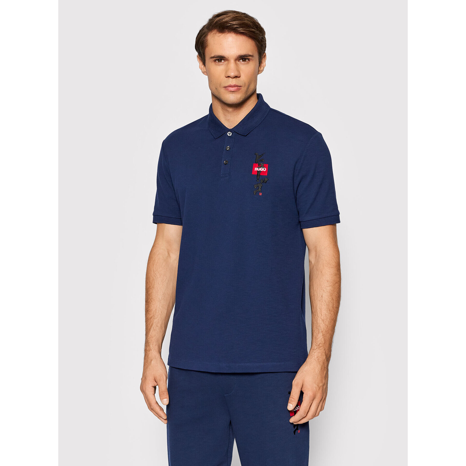 Hugo Tricou polo Dakame 50448415 Bleumarin Regular Fit - Pled.ro