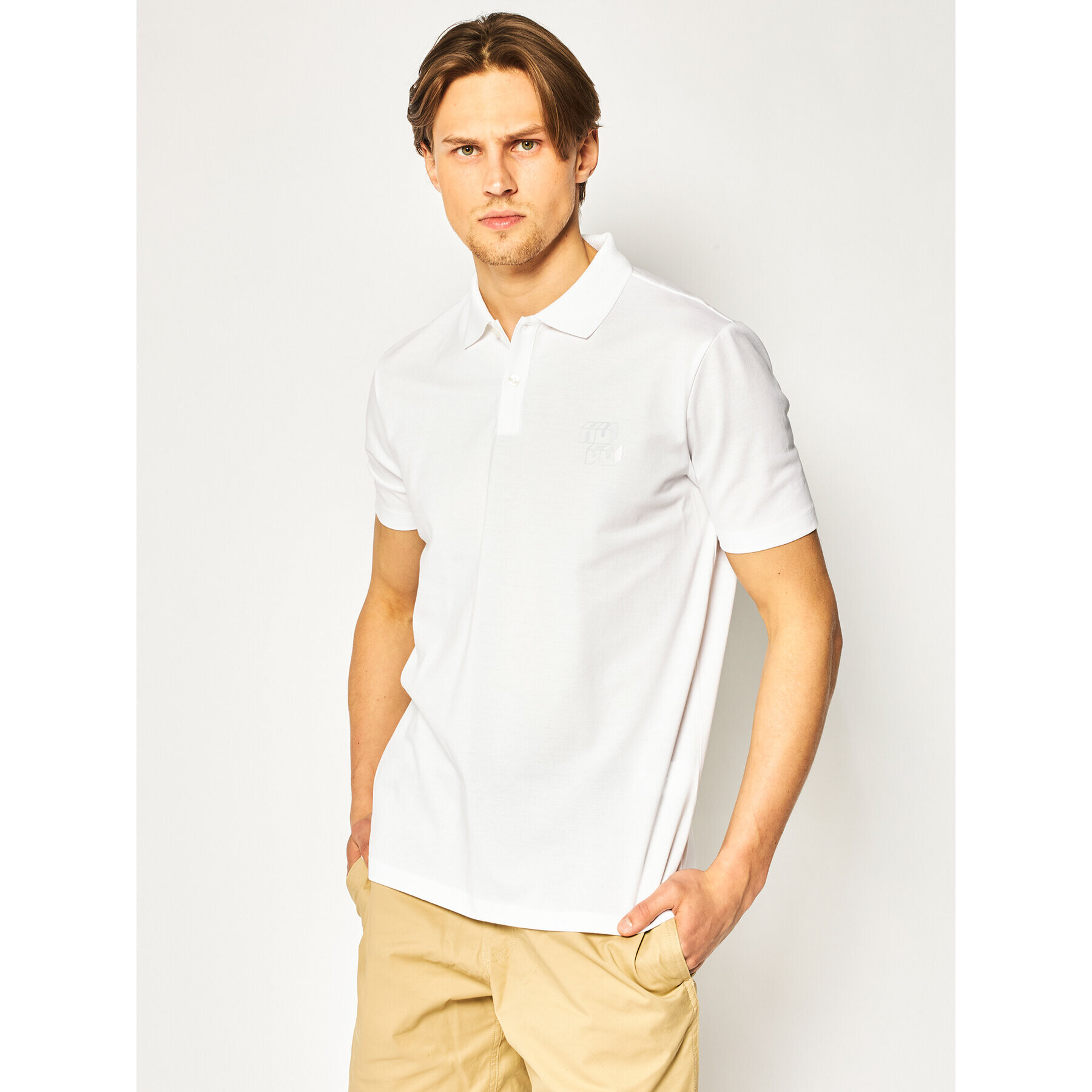 Hugo Tricou polo Delion 50425760 Alb Regular Fit - Pled.ro