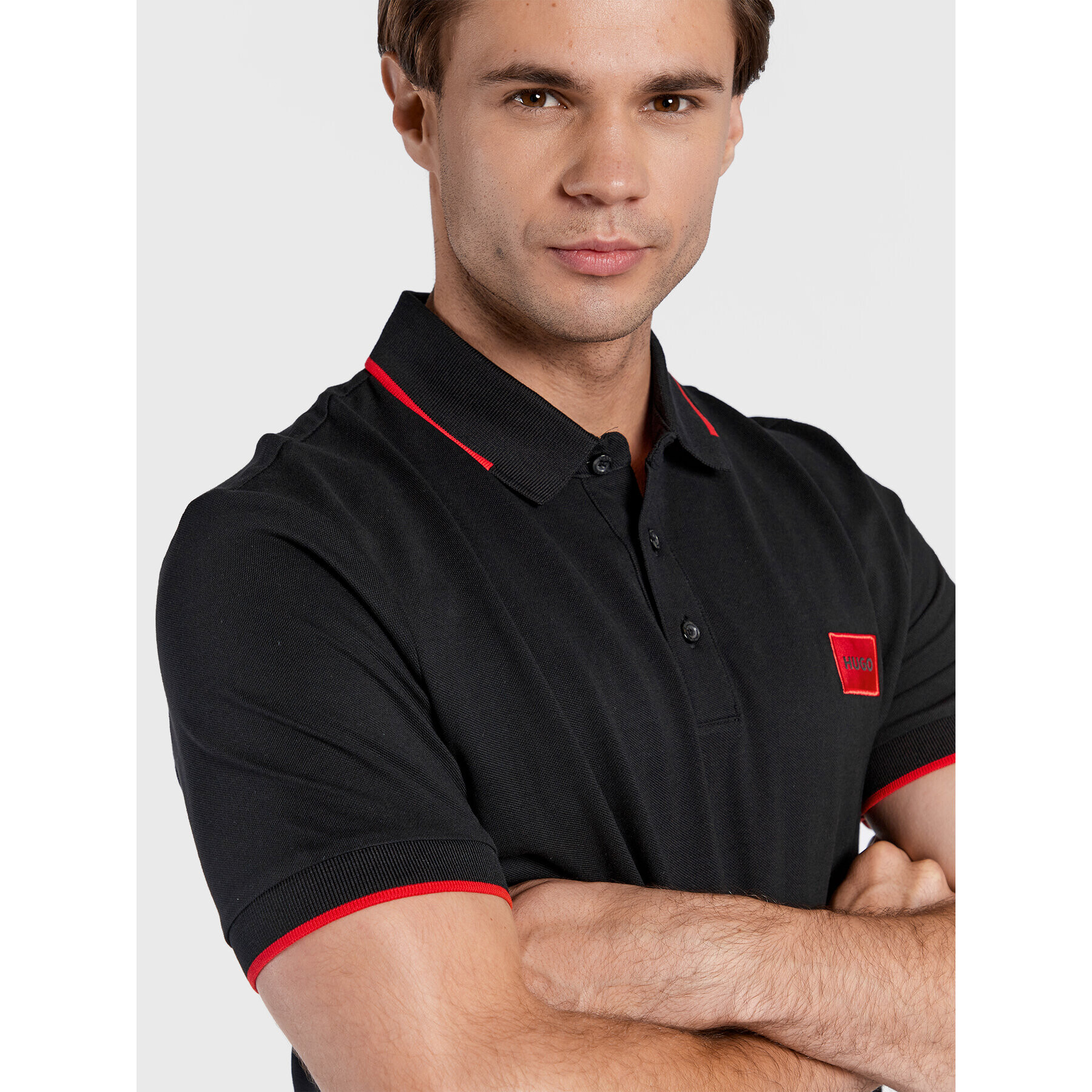 Hugo Tricou polo Deresino 50467384 Negru Slim Fit - Pled.ro