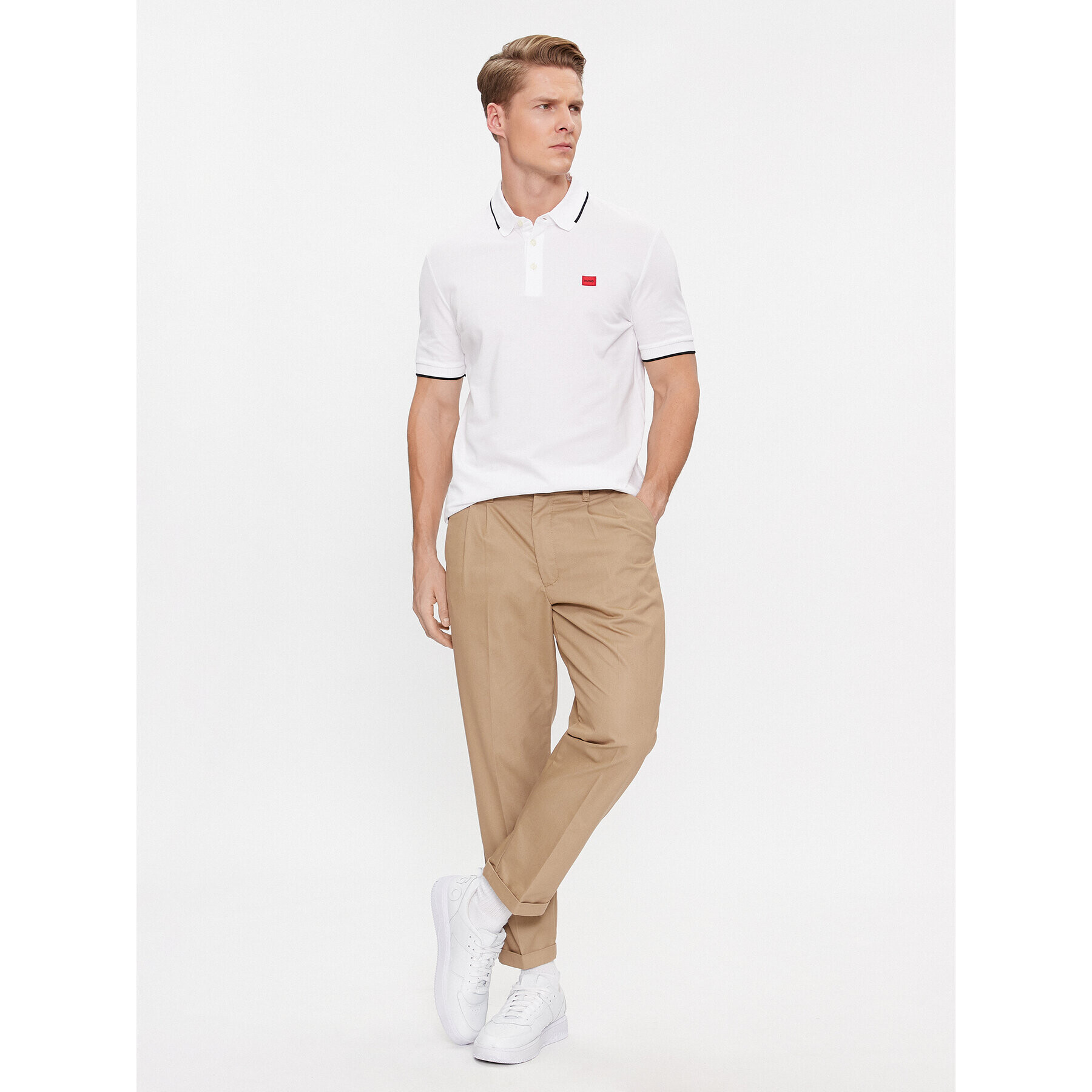 Hugo Tricou polo Deresino232 50490775 Alb Slim Fit - Pled.ro