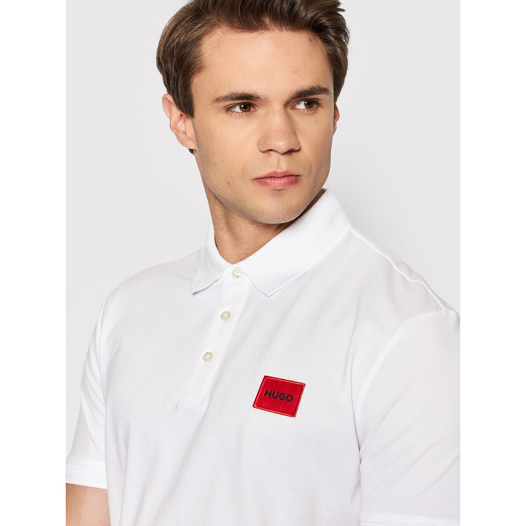 Hugo Tricou polo Dereso222 50466202 Alb Slim Fit - Pled.ro