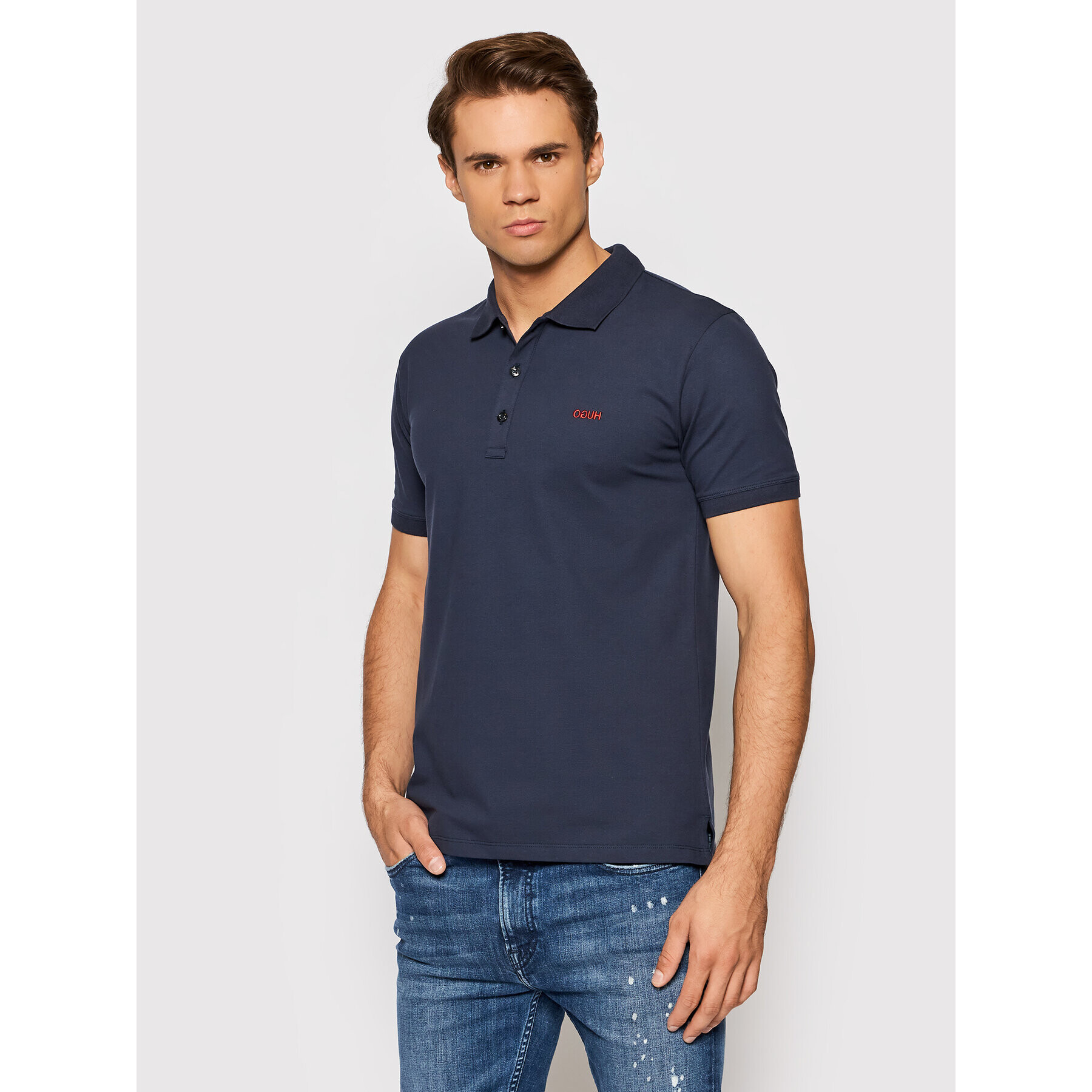 Hugo Tricou polo Dinos202 50425785 Bleumarin Slim Fit - Pled.ro