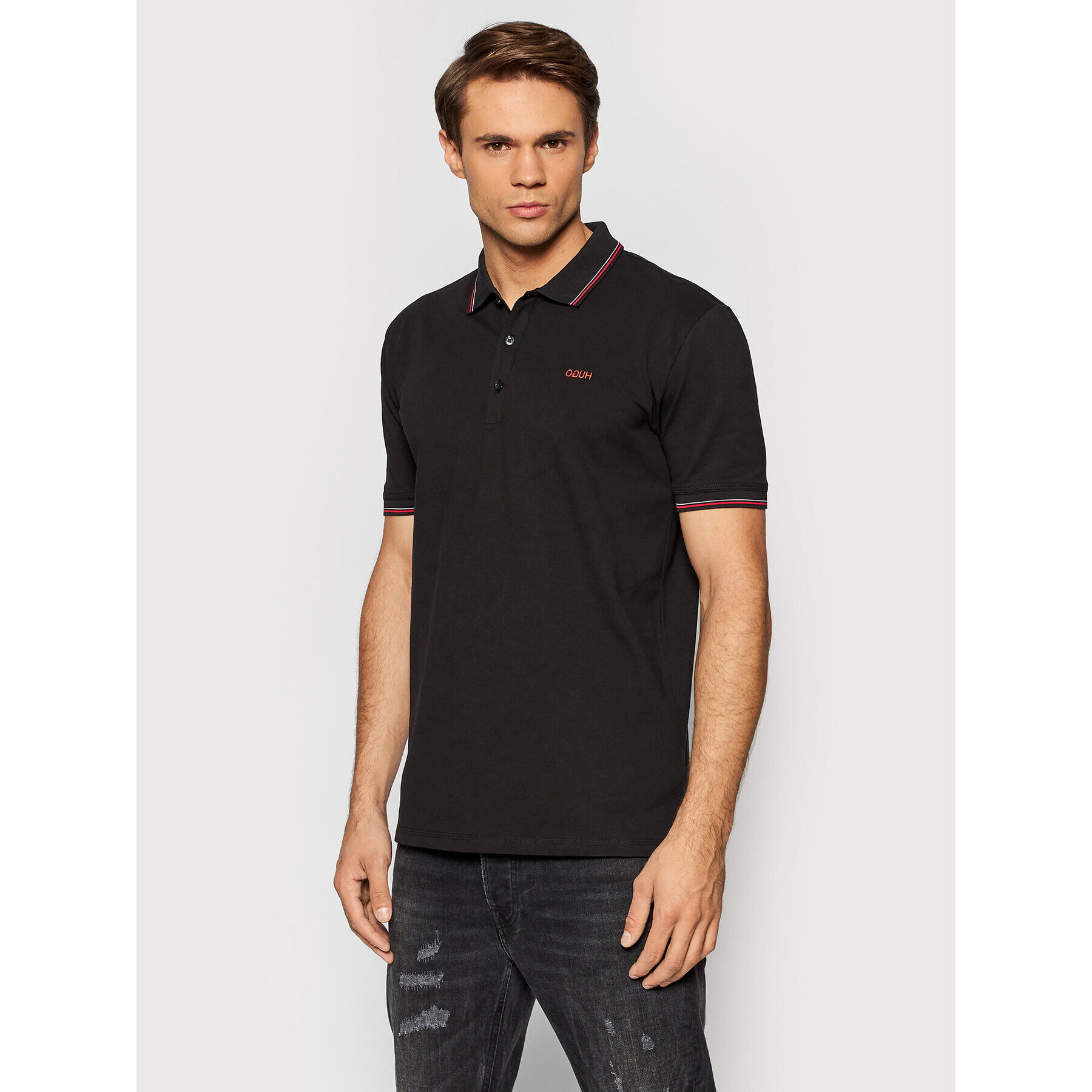 Hugo Tricou polo Dinoso212 50448780 Negru Slim Fit - Pled.ro