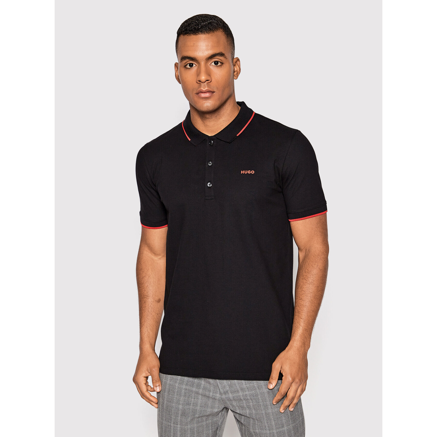 Hugo Tricou polo Dinoso222 50467344 Negru Slim Fit - Pled.ro