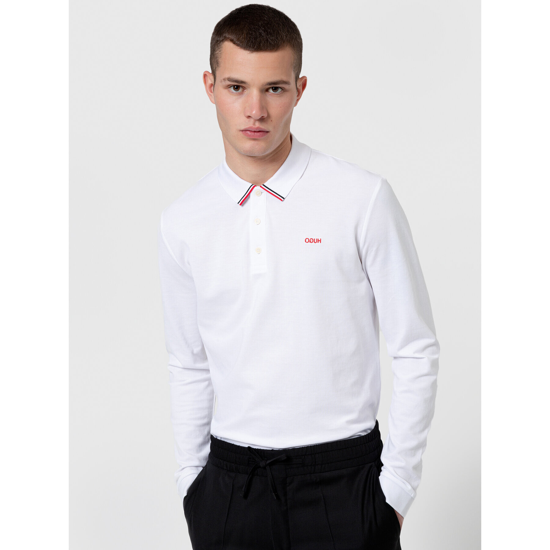 Hugo Tricou polo Donol211 50442931 Alb Regular Fit - Pled.ro