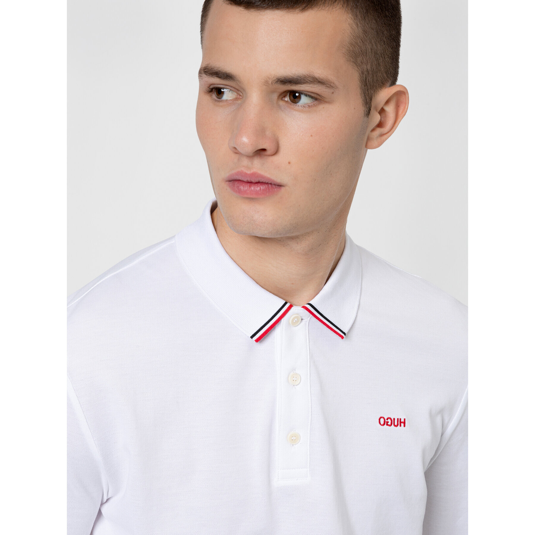 Hugo Tricou polo Donol211 50442931 Alb Regular Fit - Pled.ro