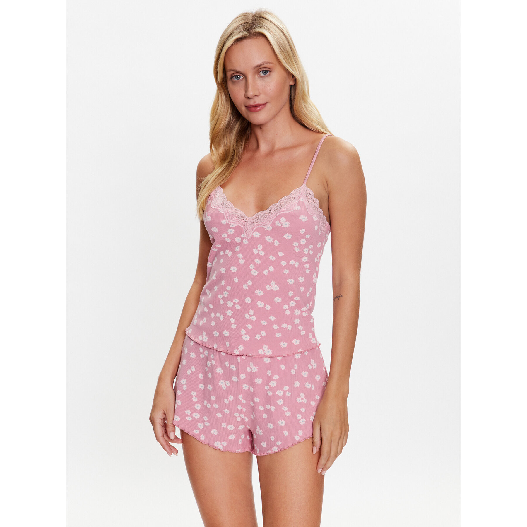 Hunkemöller Cămașă pijama 202341 Roz Basic Fit - Pled.ro