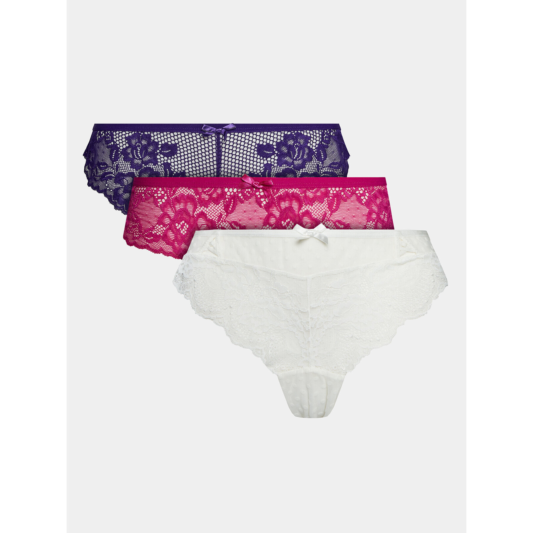 Hunkemöller Set 3 perechi de chiloți tanga Bianca 202870 Roz - Pled.ro