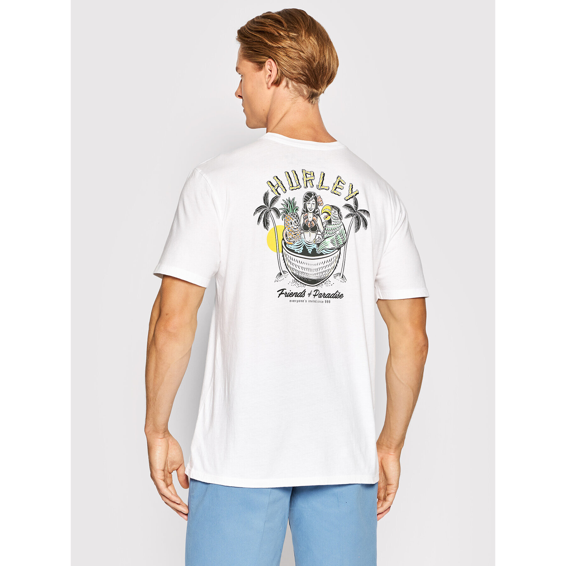 Hurley Tricou Wash Paradise MTS0029770 Alb Regular Fit - Pled.ro