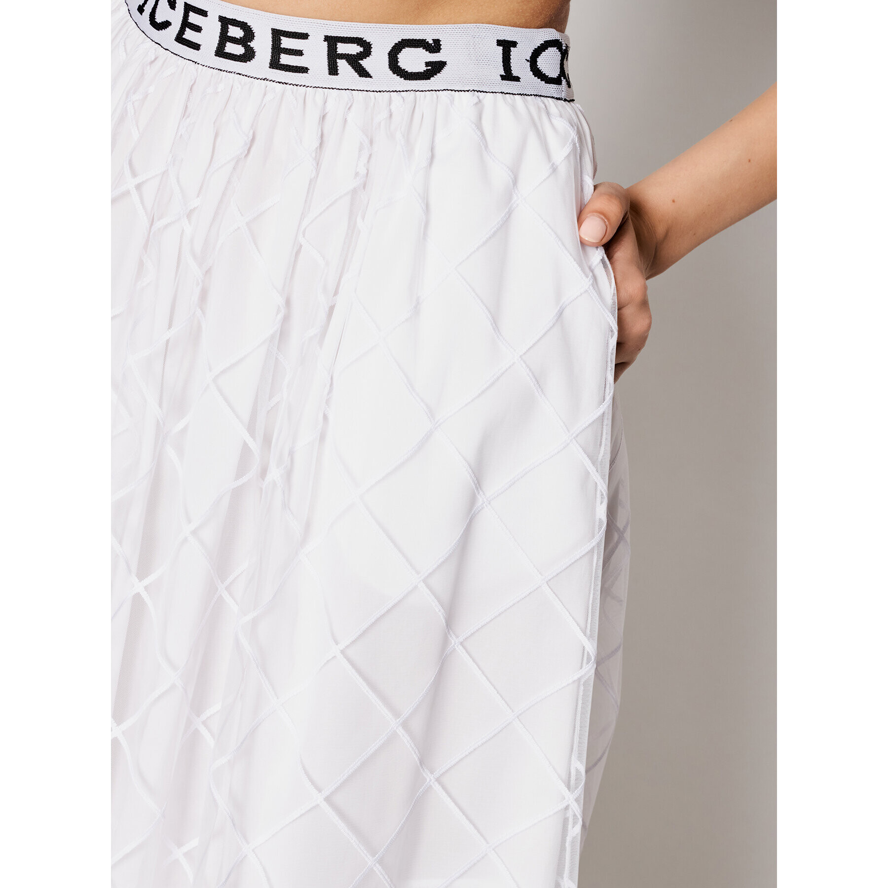 Iceberg Fustă midi 21EI2P0C0414857 Alb Regular Fit - Pled.ro