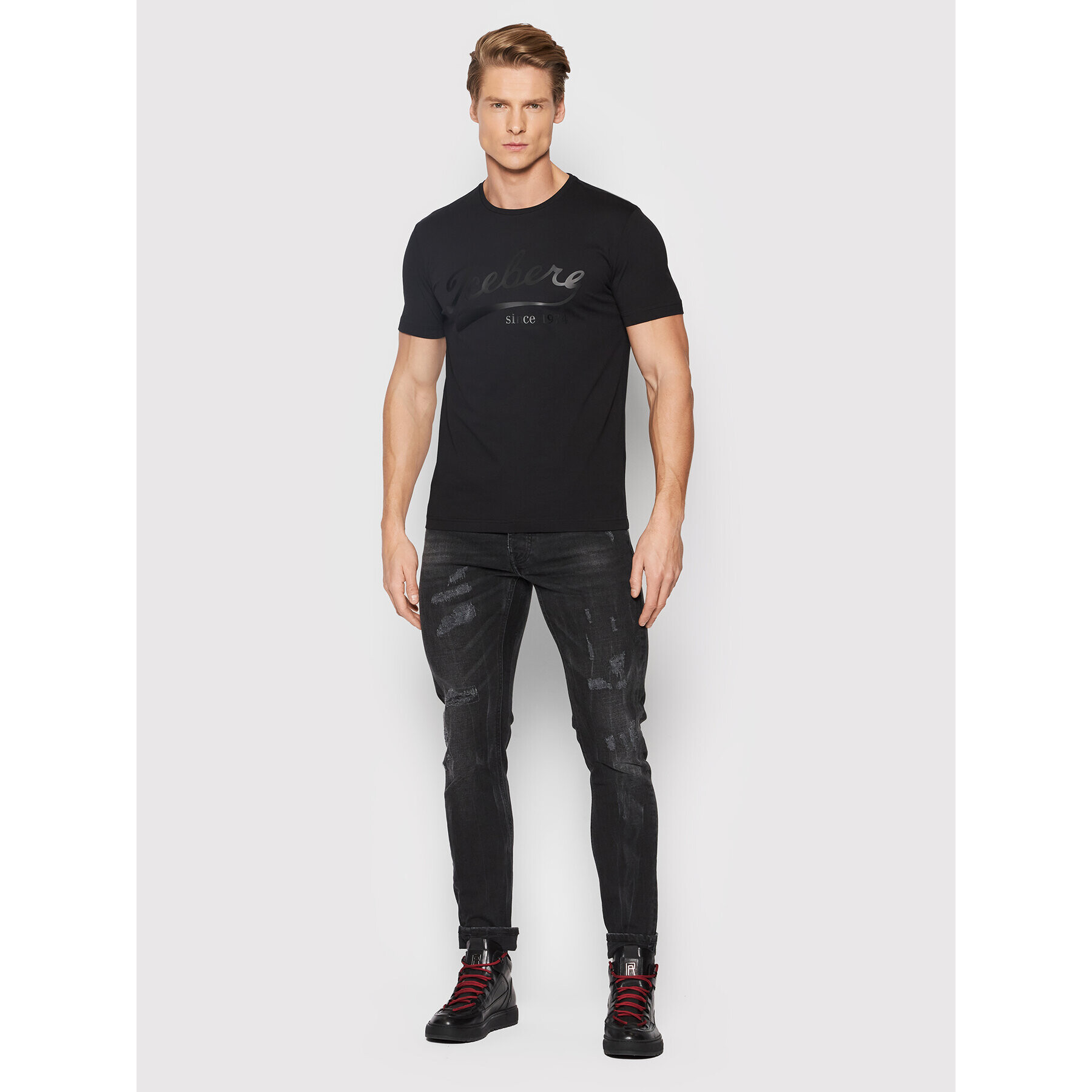 Iceberg Tricou 22EI1P0F0106301 Negru Regular Fit - Pled.ro