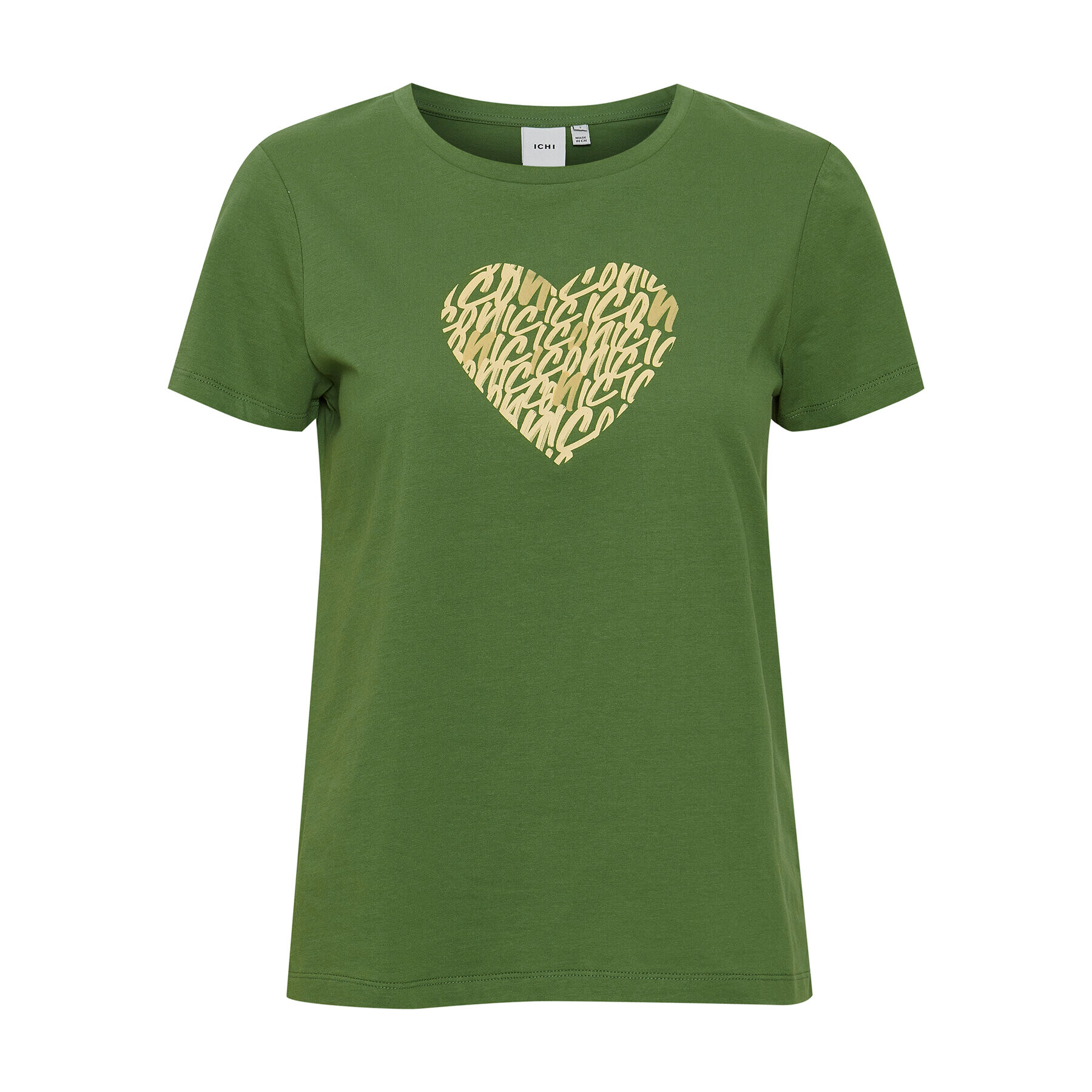 ICHI Tricou 20118132 Verde Regular Fit - Pled.ro