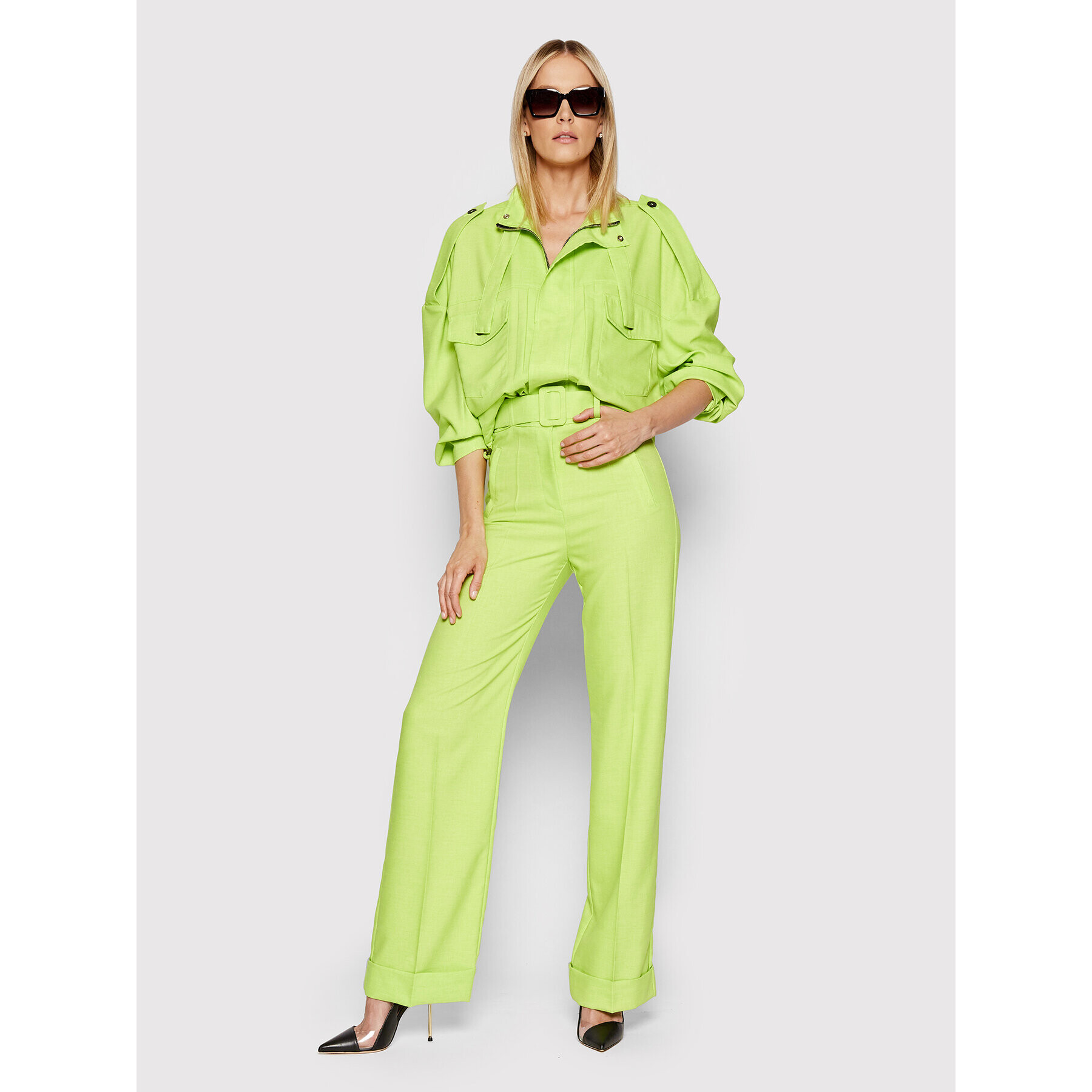 Imperial Pantaloni din material P3L4DHFC Verde Regular Fit - Pled.ro