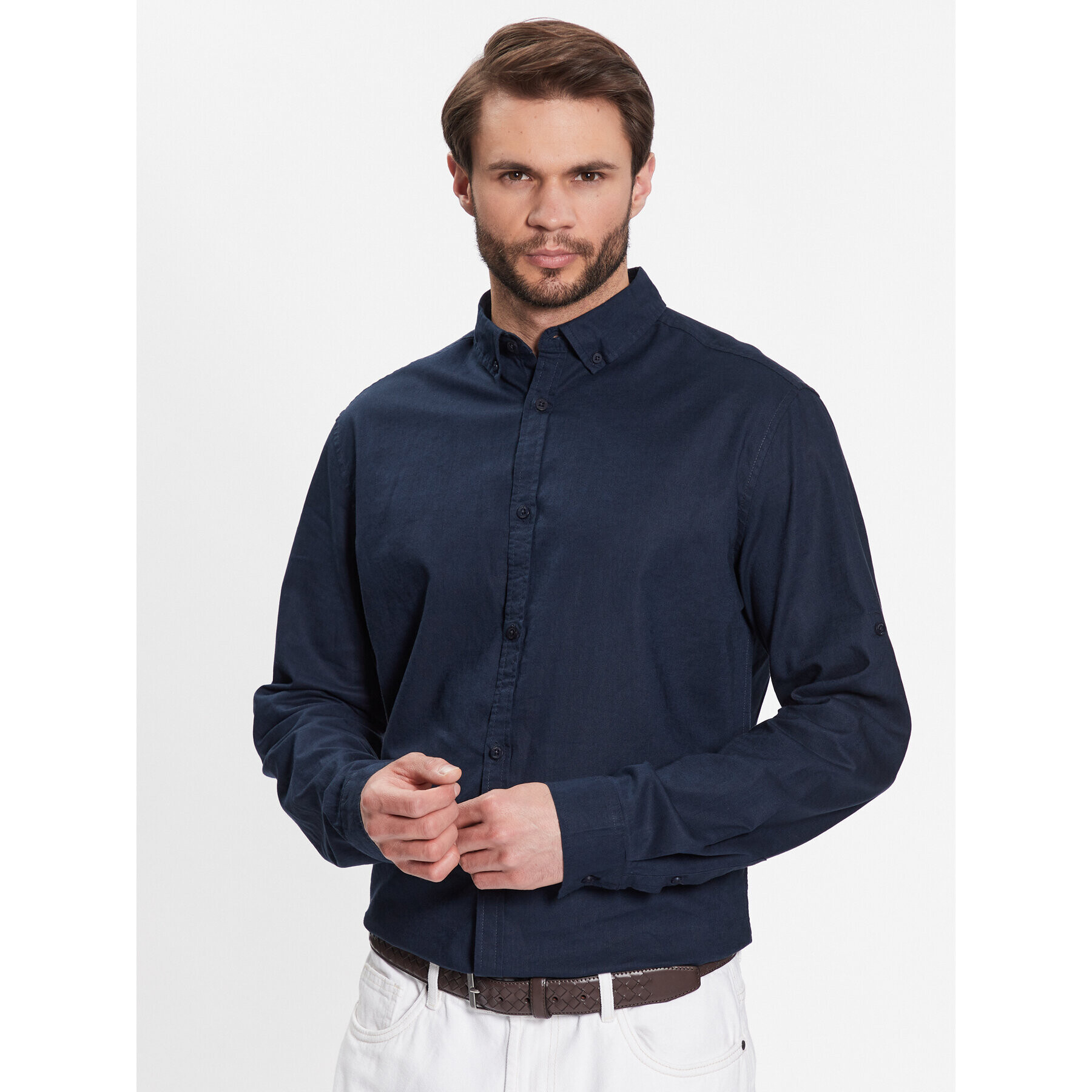 INDICODE Cămașă Hanko 20-327 Bleumarin Regular Fit - Pled.ro