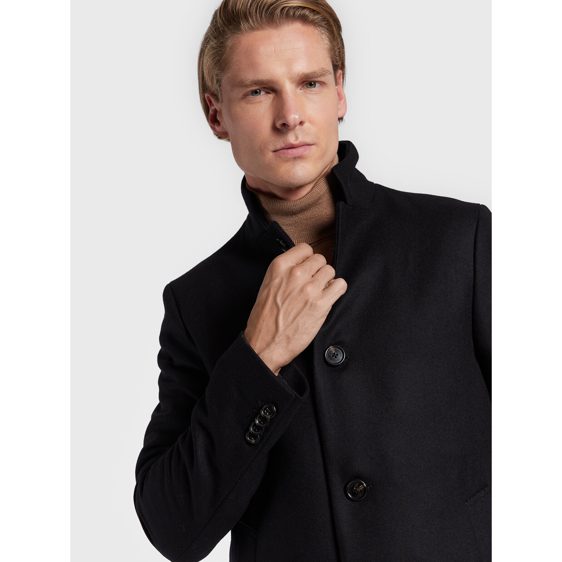 J.Lindeberg Palton de lână Holger 2.0 FMOW06364 Negru Slim Fit - Pled.ro