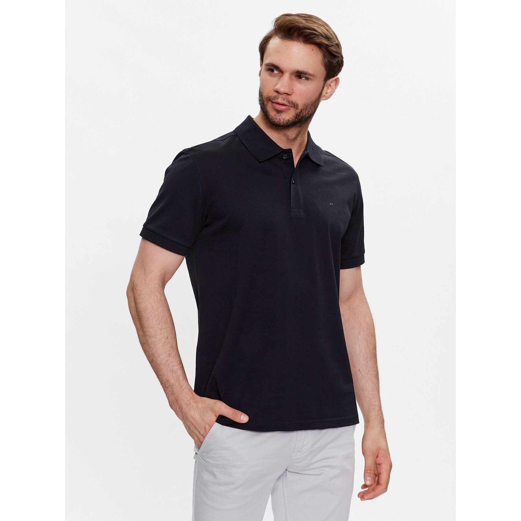 J.Lindeberg Tricou polo Troy FMJT09639 Negru Regular Fit - Pled.ro