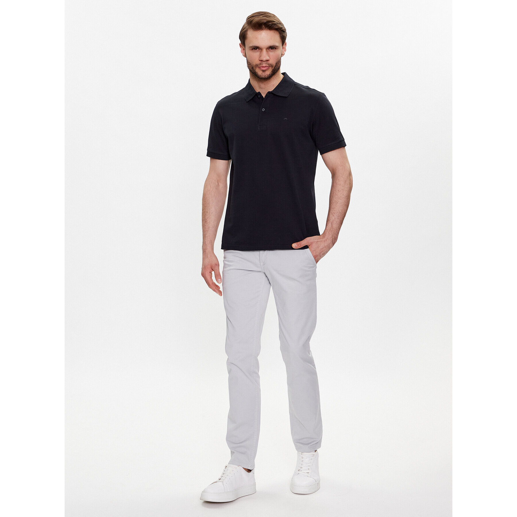 J.Lindeberg Tricou polo Troy FMJT09639 Negru Regular Fit - Pled.ro