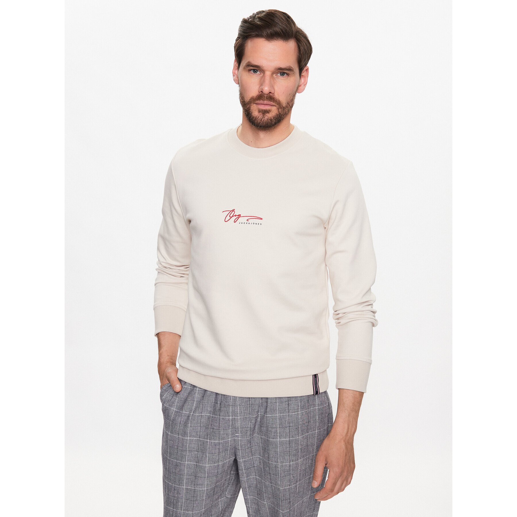 Jack&Jones Bluză Joshua 12228301 Bej Standard Fit - Pled.ro