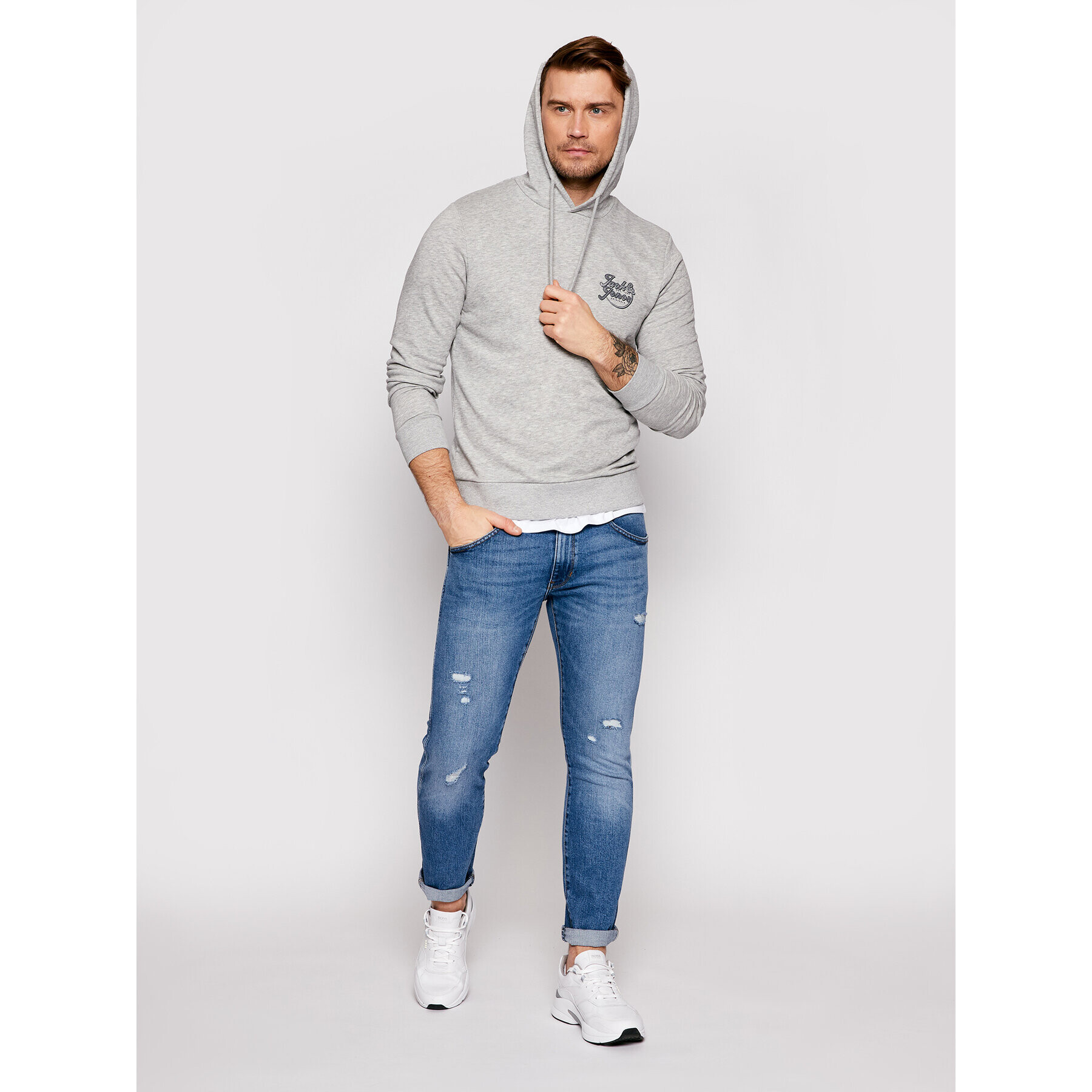 Jack&Jones Bluză Brians 12185699 Gri Regular Fit - Pled.ro